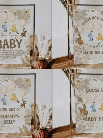 Winnie the Pooh Baby Shower Signs; Winnie the Pooh Inspired; Printable Pooh Baby Shower Party Games; Honey Bear Shower Games; Wb12 $16.26