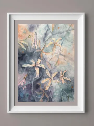 Flowers Original Painting Floral Watercolor Blooming Tree Painting $142.88