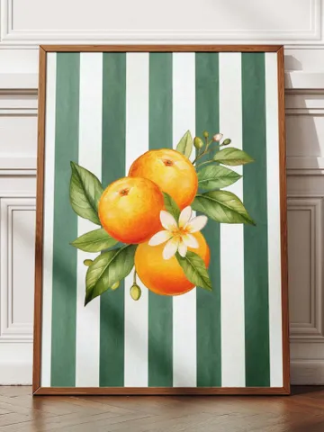 Orange Wall Decor, Orange Fruit Poster, Farmhouse Kitchen Art Painting, Kitchen Prints, Trendy Food Art, Retro Kitchen Art, Fruit Wall Decor $2.46