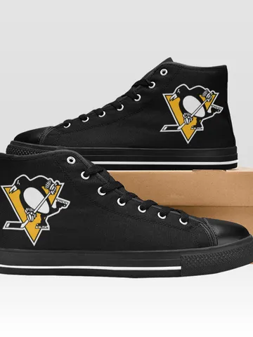 Pittsburgh Penguins Shoes, High-Top Sneakers, Handmade Footwear $59.97