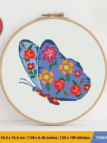 Butterfly Silhouette Cross stitch pattern | Embroidery Pattern | Instant Download | Embroidery Designs $5.49
