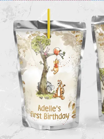 Juice Label Winnie the Pooh; Winnie the Pooh 1st Birthday Printable Juice Label Winnie the Pooh Party Decoration Editable Winnie Pooh poom88 $3.00
