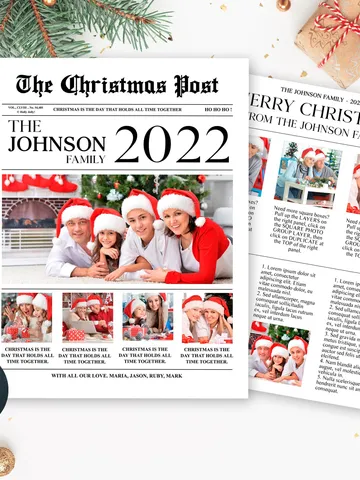 Christmas Newsletter Template, Editable Year In Review Template $8.99