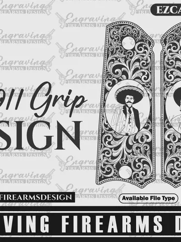 Engraving Firearms Design Colt1911 Grip Pancho Villa Design $29.99