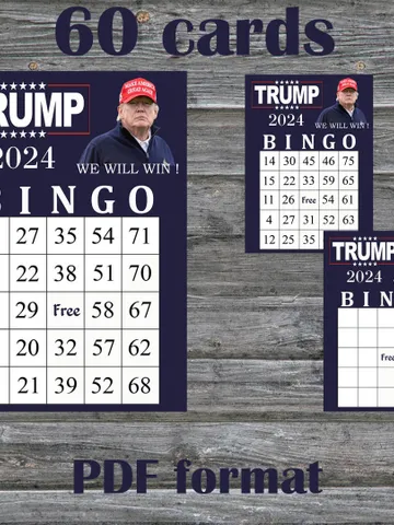 Trump bingo cards,Printable bingo trump,Donald Trump bingo card,Trump Bingo,60 Printable Bingo Cards--5 $5.95