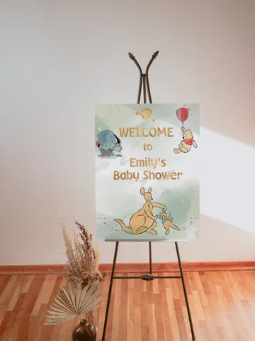 Welcome Banner Winnie the Pooh Baby Shower; Winnie Pooh  Baby Shower; Editable Welcome Banner; Baby Shower Decoration Winnie Pooh Wp9 $11.62
