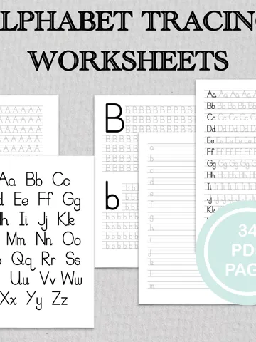 Alphabet Tracing Printable – Uppercase & Lowercase Letter Practice Sheets $4.79