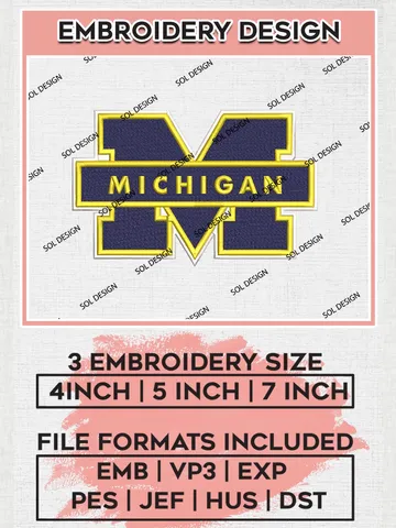NCAA Michigan Team Word Logo Machine Embroidery Design, NCAA Michigan Wolverines Team Design Design files, NCAA Team Embroidery Designs, NCAA Machine Embroidery Designs, Digital Download $6.99