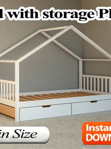Twin Bed Plan, With Storage, PDF, DIY $14.95