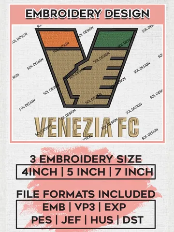 Venezia Logo Embroidery Design, Serie A Embroidery files, Serie A Venezia Teams, Football, Digital Download $6.99