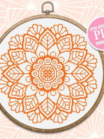 Mandala flower cross stitch pattern download PDF, Floral ornament cross stitch chart, Easy mandala pattern digital PDF, DIY Home decor #M14 $4.60