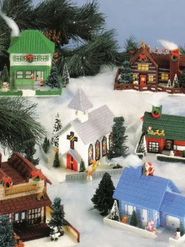 The Christmas Village Plastic Canvas Vintage cross stitch pattern PDF Classic Holiday Designs Instant Download $3.00