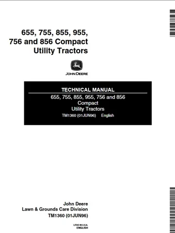 John Deere 655 755 855 955 756 856 Tractor Service Technical Manual $15.99