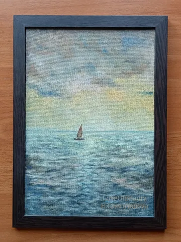 Painting "Yacht on the horizon" $120.00