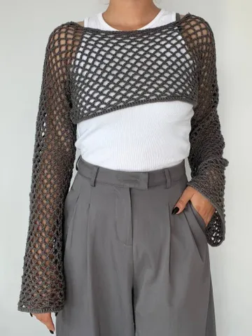 Crochet pattern Mesh top , beach coverup | crochet summer top | crochet swimsuit coverup | sustainable yarn pattern $11.14