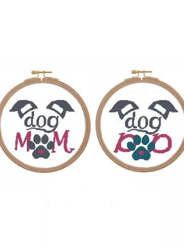 Dog mom dad cross stitch pattern counted Simple mothers day cross stitch fathers day Xstitch Easy beginner PDF Paw puppy cross stitch $4.40