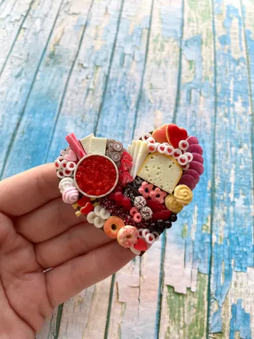 Magnet Miniature Valentine Charcuterie Board with Polymer clay Souvenir $27.00