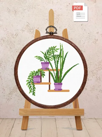 Potted Flowers Cross Stitch Pattern, Flower Cross Stitch Pattern, Embroidery Potted Flowers, Flowers xStitch, Potted Flowers xStitch #flw017 $4.00
