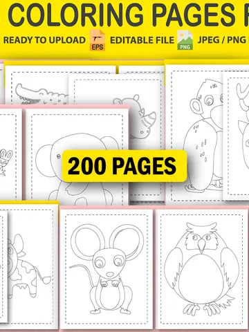 Sweet Animals Coloring Pages for Kids Bundle
