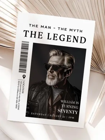 The Man The Myth The Legend 70th Birthday Invitation, SEVENTY, Editable Printable, 70th Party Text Invite, Instant Download, Canva Template $8.00