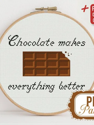 Cross stitch pattern Chocolate makes everything better Cross stitch pattern Food Sweets Quote PDF Format Instant Download Home decor Modern $5.94