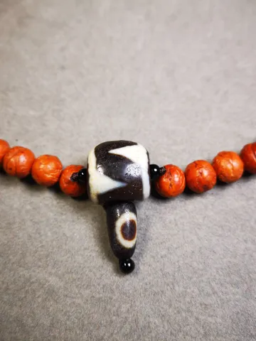 Gandhanra Old Tiger Tooth Dzi Guru Bead,T-drilled 3-Hole Mala Bead, Prayer Bead,Connector Bead for Buddhist Bead $149.99