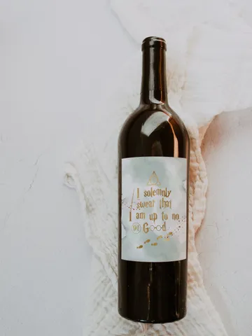 I Solemnly Swear that i am up to no Good Wizarding World Wine Label, Holiday Wine Label Template Party Drinks; Magic School Wine Label $9.42