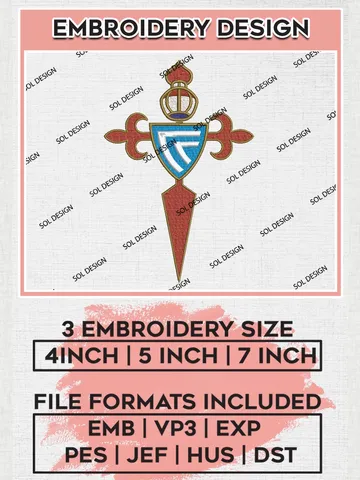 Celta Vigo Logo Embroidery Design, La Liga Embroidery files, La Liga Celta Vigo Teams, Football, Digital Download $6.99