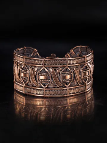 Wide copper bracelet Unique wire wrapped jewelry Hand made