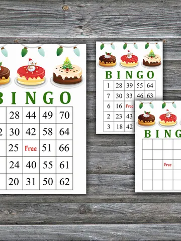 Christmas bingo game card,Christmas cake bingo,Christmas Bingo Printable,Holiday Bingo Cards,INSTANT DOWNLOAD--49 $3.95