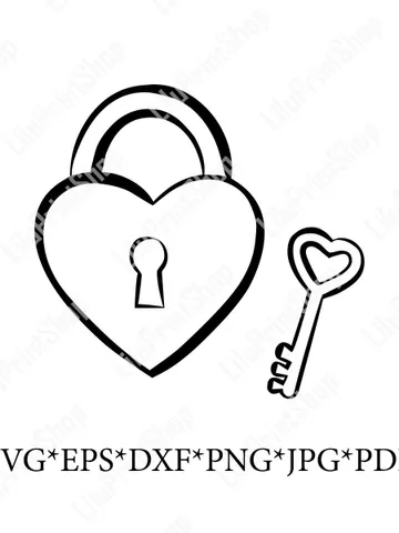 Lock and key svg, Doodle clipart, Lock cut file for Cricut Silhouette Digital Instant download $2.85