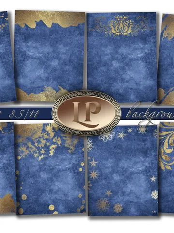 Christmas background Navy blue & gold Old textures for invitation 8.5 x 11 inch Vintage Shabby digital paper instant download $4.07