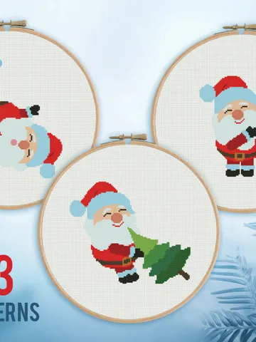 Bundle of 3 Santa Claus Cross stitch pattern | Embroidery Pattern | Instant Download | Embroidery Designs $10.00