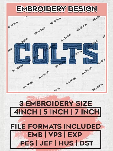 NFL Indianapolis Colts Wordmark Logo Embroidery Designs, NFL Colts, NFL Embroidery Designs, NFL Indianapolis Colts Machine Embroidery Design, Digital Download