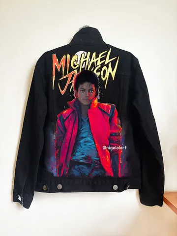 Michael Jackson Thriller Painted denim jacket Custom jacket Personalized order portrait from photo
