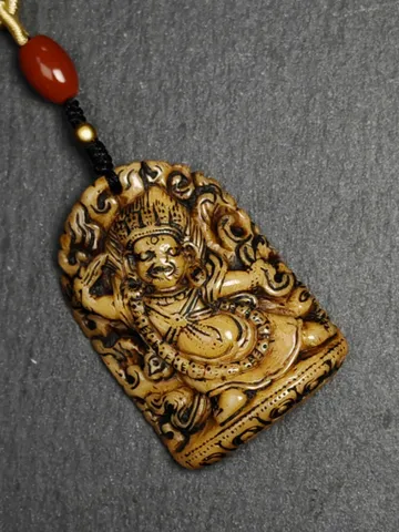 Gandhanra Vintage Tibetan Buddhism Statue Pendant,Old Yak Bone Carved Vajrapani Amulet Badge,the Protector and Guide of Gautama Buddha $229.99