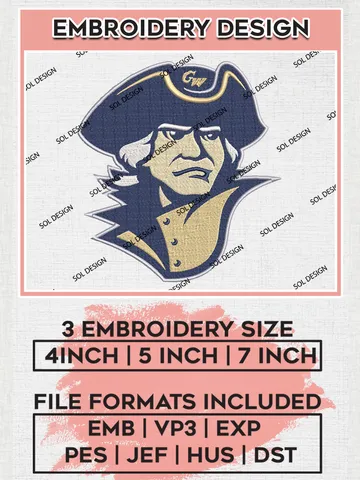George Washington Revolutionaries Embroidery Designs, NCAA Logo Embroidery Files, NCAA George Washington Logo, NCAA Embroidery Designs, Machine Embroidery Designs, Digital Download $6.99