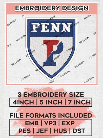 Pennsylvania Quakers Logo Machine Embroidery Design, NCAA Penn Quakers Embroidery Design Design files, NCAA Team Embroidery Designs, NCAA Machine Embroidery Designs, Digital Download