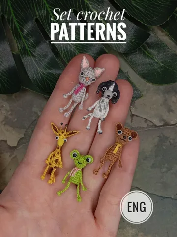 Set of five patterns for crocheting micro toys. Crochet miniature. Cheaper as a set. DIY cute toy. Pattern amigurumi. Micro crochet toy