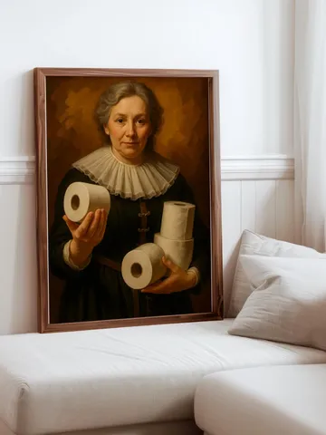 Funny Renaissance Lady Toilet Paper Art Print, Bathroom Humor (Digital Download) $3.99