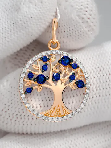 Pendant silver 925 on the neck, gold 585 coating, tree of life, with nano sapphire $89.00