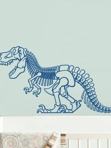 Dinosaur Skeleton Wall Decal – Kids Room Vinyl Art, Prehistoric T-Rex Fossil Sticker, Science Theme Decor Removable Learning Graphic ik1097 $23.99