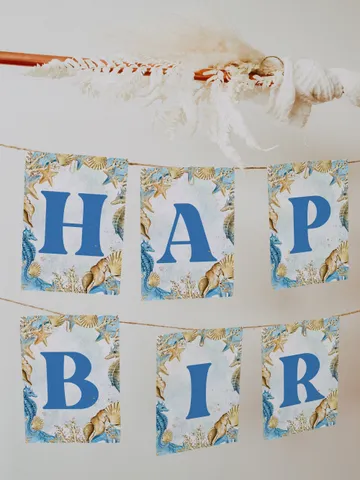 Editable Happy Birthday garland ONEder the Sea First Birthday Happy Birthday Banner Garland; Under the Sea Party; Instant Download; SE1