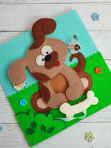 Dog Quiet book pattern PDF & Tutorial pages, Felt activity book pattern svg, Quiet book ideas, Sensory toys, Felt sewing pattern for toddler $5.84