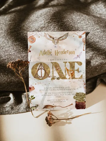 The Chosen One Invitation; Wizard Birthday Party; Magic School 1st Birthday Invitation Template; Editable Wizarding World Invitation; W7 $12.78