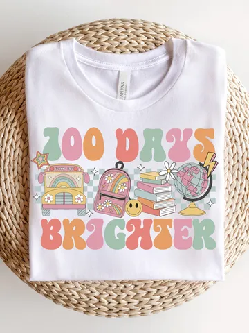 100 Days Brighter School PNG, Groovy Smile 100th day, Trendy Teacher png, PNG Download, Girl Shirt, Png Download, School Sublimation $3.06