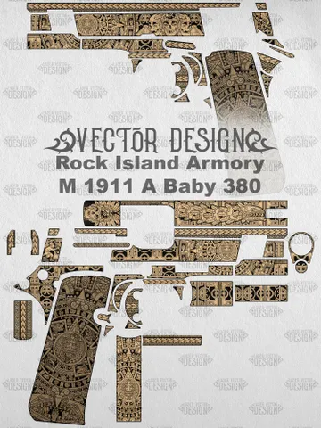 VECTOR DESIGN Rock Island Armory M 1911 A Baby 380 Aztec calendar $130.00