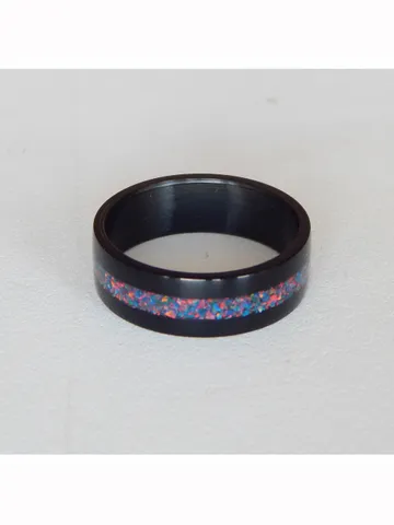 Stylish black ring. Carbon ring with synthetic opal. 10 1/2 $59.00