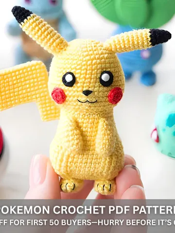 CROCHET POKEMON PATTERN, Amigurumi Yellow Pokemon, Pokémon-Inspired Amigurumi Crochet Pattern, Pikachu Crochet Pattern $2.99