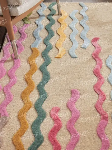 Buy Colorful Hand Tufted Modern Rug Handmade 100% Wool Rug Colorful High Low Area Rugs for Living Dining Kids Bedroom Hall 8x10 9x12 10x14 $90.00